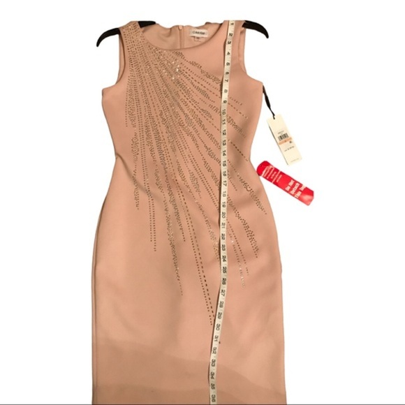 Calvin‎ Klein Pink Embellished gold silver studded scuba fit sheath dress size 2 - Picture 11 of 12